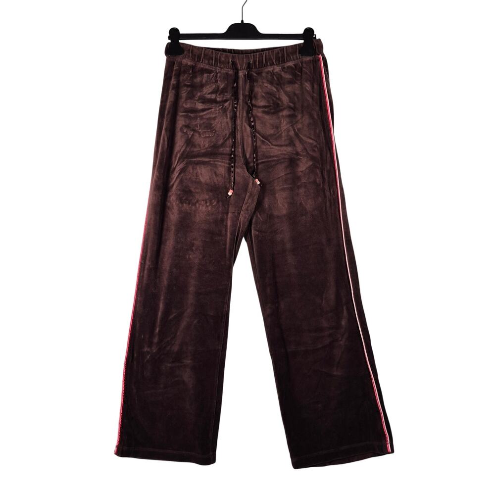 Tickled Pink by FUDA Brown Velour Wide Leg Lounge Pants Womens size Large